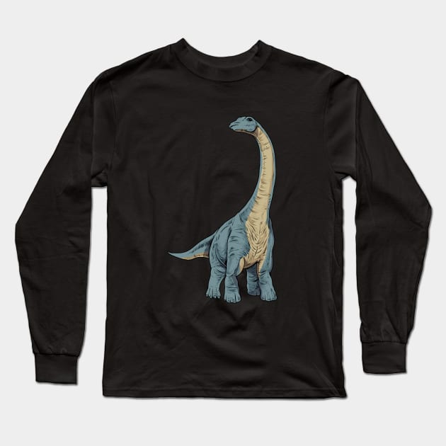 Drawing of the Apatosaurus Long Sleeve T-Shirt by Modern Medieval Design